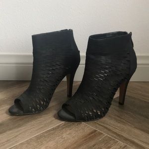 Vince Camuto Black Cage Open-Toed Booties